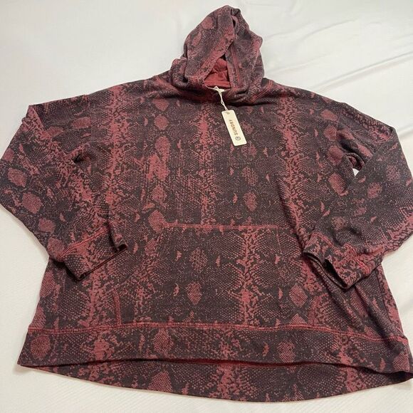 Sundry Red Black Snakeskin Reptile Print Sweatshirt Hoodie Size 1 Small New - Picture 4 of 8
